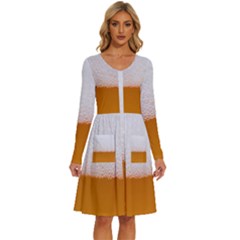 Beer Foam Bubbles Alcohol Glass Long Sleeve Dress With Pocket by pakminggu
