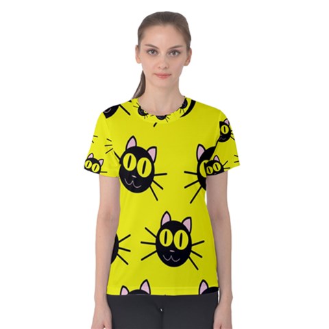 Cats Heads Pattern Design Women s Cotton Tee by pakminggu