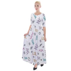 Doodle Pattern Half Sleeves Maxi Dress by pakminggu