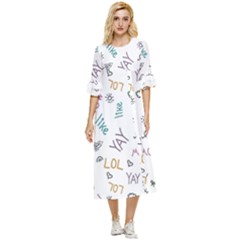 Doodle Pattern Double Cuff Midi Dress by pakminggu