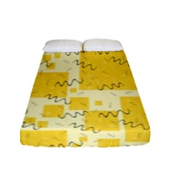 Party Confetti Yellow Squares Fitted Sheet (full/ Double Size) by pakminggu