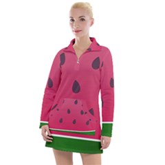 Watermelon Fruit Summer Red Fresh Food Healthy Women s Long Sleeve Casual Dress by pakminggu