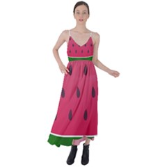 Watermelon Fruit Summer Red Fresh Food Healthy Tie Back Maxi Dress by pakminggu
