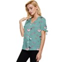 Raccoon Texture Seamless Scrapbooking Hearts Bow Sleeve Button Up Top View2