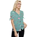 Raccoon Texture Seamless Scrapbooking Hearts Bow Sleeve Button Up Top View3