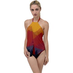 Mountain Forest Nature Scenery Art Mountains Go With The Flow One Piece Swimsuit by pakminggu