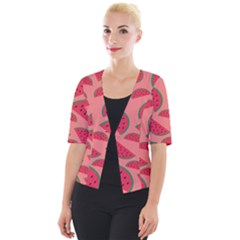 Watermelon Red Food Fruit Healthy Summer Fresh Cropped Button Cardigan by pakminggu
