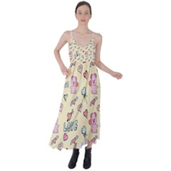 Pig Animal Love Romance Seamless Texture Pattern Tie Back Maxi Dress by pakminggu