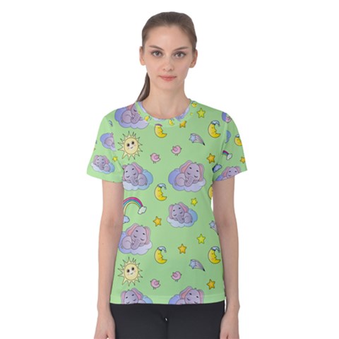 Elephant Sleeping Elephants Background Women s Cotton Tee by pakminggu