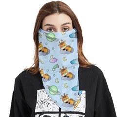 Pattern Giraffe Animal Seamless Scrapbooking Blue Face Covering Bandana (triangle) by pakminggu