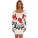I love cinnamon bun Long Sleeve Square Neck Bodycon Velvet Dress View1