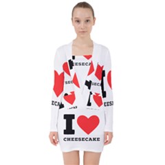 I Love Cheesecake V-neck Bodycon Long Sleeve Dress by ilovewhateva