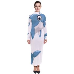 Blue Dolphin Turtleneck Maxi Dress by pakminggu