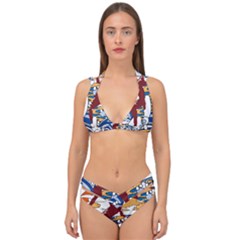 Beach Illustration Summer Beach Surf Waves Double Strap Halter Bikini Set by pakminggu