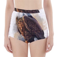 Eagle Art Eagle Watercolor Painting Bird Animal High-waisted Bikini Bottoms by pakminggu