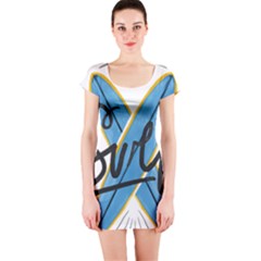 Wave Surfing Surfboard Surfing Short Sleeve Bodycon Dress by pakminggu