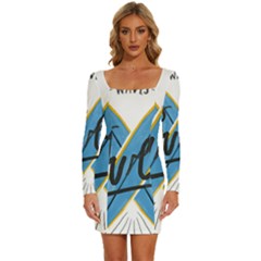 Wave Surfing Surfboard Surfing Long Sleeve Square Neck Bodycon Velvet Dress by pakminggu
