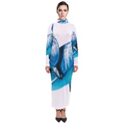 Two Dolphins Art Atlantic Dolphin Painting Animal Marine Mammal Turtleneck Maxi Dress by pakminggu