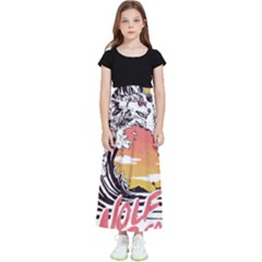 Gray Wolf Beach Waves A Wolf Animal Retro Kids  Flared Maxi Skirt by pakminggu
