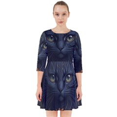 Art Cat Drawing Mammal Animal Feline Smock Dress by pakminggu
