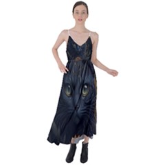 Art Cat Drawing Mammal Animal Feline Tie Back Maxi Dress by pakminggu