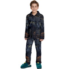 Art Cat Drawing Mammal Animal Feline Kids  Long Sleeve Velvet Pajamas Set by pakminggu