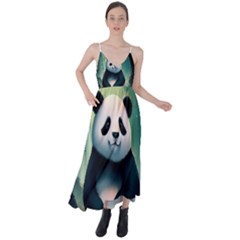 Animal Panda Forest Tree Natural Tie Back Maxi Dress by pakminggu