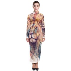 Lion Africa African Art Turtleneck Maxi Dress by pakminggu