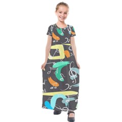 Repetition Seamless Child Sketch Kids  Short Sleeve Maxi Dress by danenraven