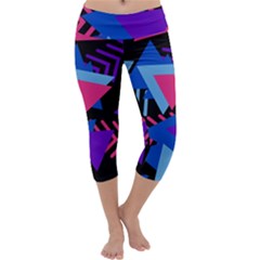 Memphis Pattern Geometric Abstract Capri Yoga Leggings by danenraven