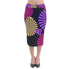 Seamless Halloween Day Of The Dead Velvet Midi Pencil Skirt by danenraven