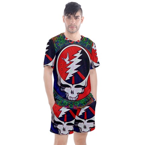 Grateful Dead Pattern Men s Mesh Tee And Shorts Set by Mog4mog4