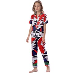 Grateful Dead Pattern Kids  Satin Short Sleeve Pajamas Set by Mog4mog4