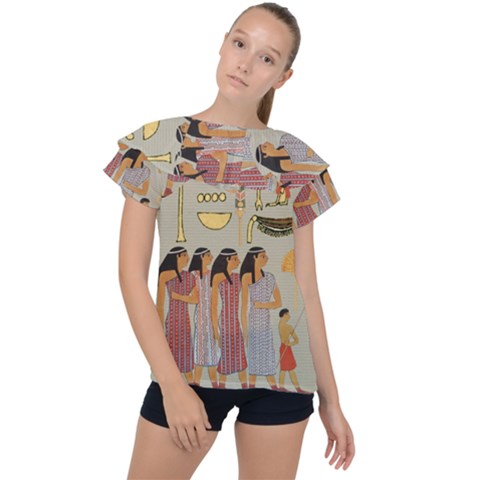 Egyptian Paper Women Child Owl Ruffle Collar Chiffon Blouse by Mog4mog4