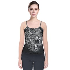 Lion Furious Abstract Desing Furious Velvet Spaghetti Strap Top by Mog4mog4