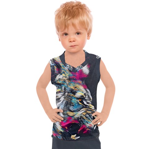 Angry Male Lion Roar Kids  Sport Tank Top by Mog4mog4