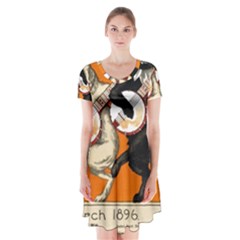 Vintage Poster Ad Retro Design Short Sleeve V-neck Flare Dress by Mog4mog4