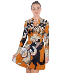 Vintage Poster Ad Retro Design Long Sleeve Panel Dress by Mog4mog4