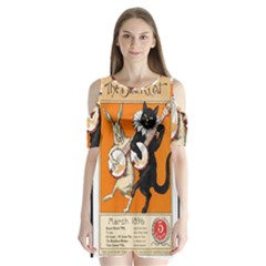 Vintage Poster Ad Retro Design Shoulder Cutout Velvet One Piece by Mog4mog4