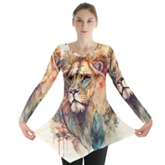 Lion Africa African Art Long Sleeve Tunic  by Mog4mog4