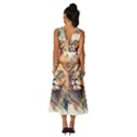 Lion Africa African Art Sleeveless Cross Front Cocktail Midi Chiffon Dress View4