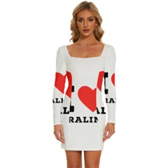 I Love Praline  Long Sleeve Square Neck Bodycon Velvet Dress by ilovewhateva