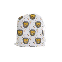 Lion Heads Pattern Design Doodle Drawstring Pouch (medium) by Mog4mog4