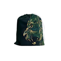 Angry Male Lion Drawstring Pouch (medium) by Mog4mog4