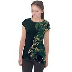 Angry Male Lion Cap Sleeve High Low Top by Mog4mog4
