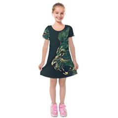 Angry Male Lion Kids  Short Sleeve Velvet Dress by Mog4mog4