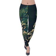 Angry Male Lion Velvet Leggings by Mog4mog4