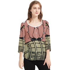 Art Dog Clip Art Chiffon Quarter Sleeve Blouse by Mog4mog4