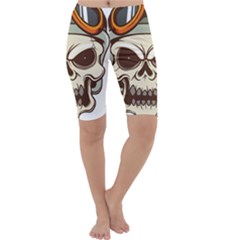 Motorcycle Helmet Skull Clip Art Cranial Skeleton Cropped Leggings  by Mog4mog4
