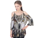 Vector Hand Painted Owl Flutter Sleeve Tee  View1